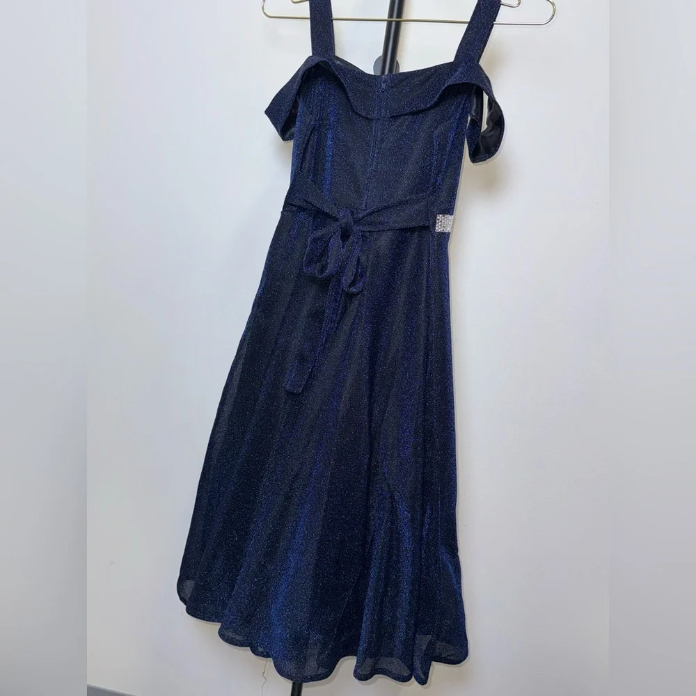 Joy Kids Navy Glitter Dress Size 8 Party Formal